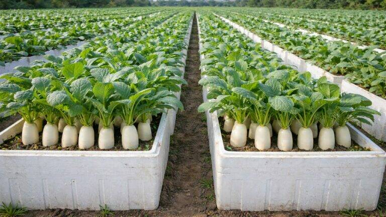 This forgotten trick transforms old foam boxes into winter’s biggest white radishes…