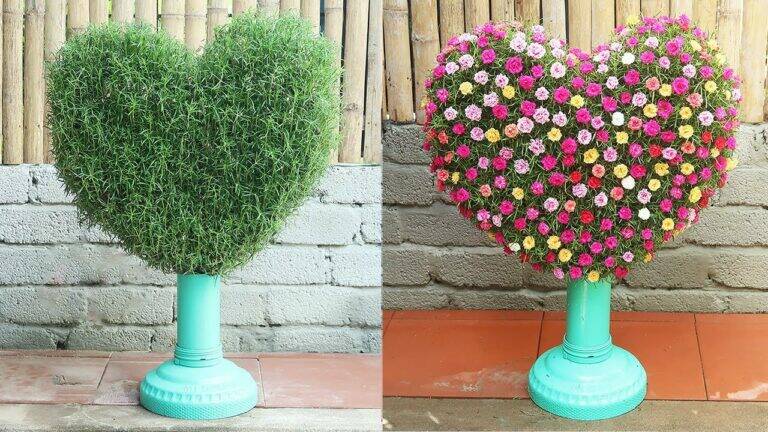 This simple technique transforms plastic bottles into a stunning heart-shaped garden…