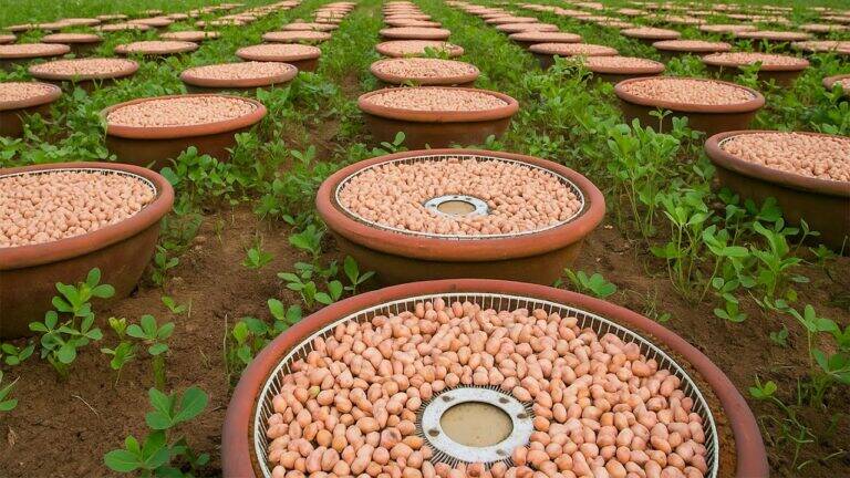 This simple idea turns an old fan cage into a lush peanut sprout garden…