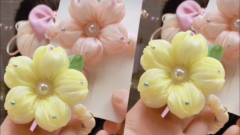 This simple trick transforms ordinary rubber bands into beautiful flower hair accessories…