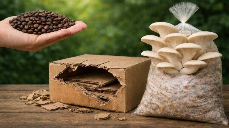 This simple trick turns cardboard and coffee into a delicious mushroom garden…