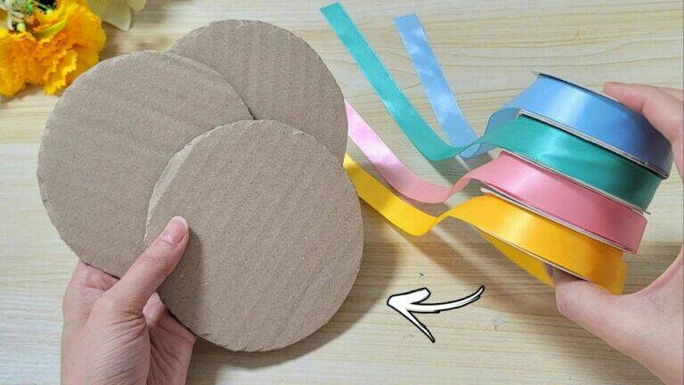 This simple trick turns cardboard and ribbons into stunning home decor…