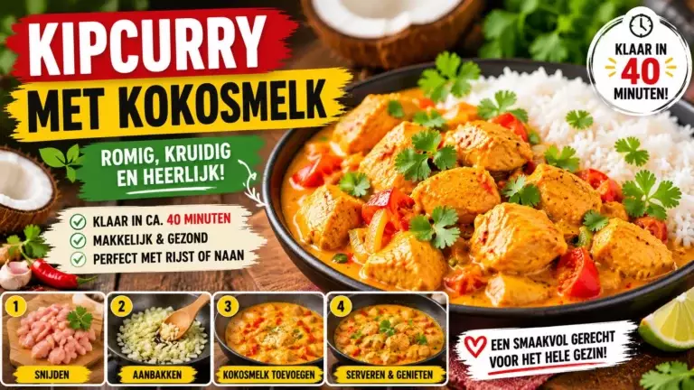 Kipcurry met kokosmelk – romig, kruidig en klaar in 40 minuten