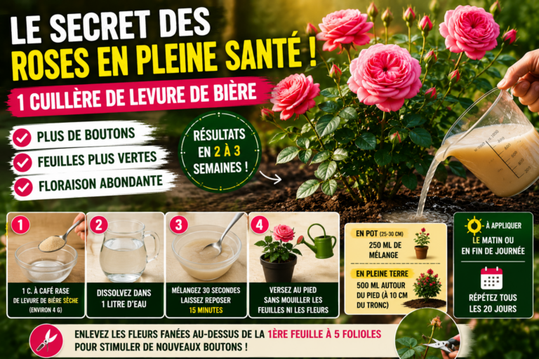 Le secret d’un rosier couvert de fleurs ? Une simple cuillère de levure de bière sèche peut faire toute la différence