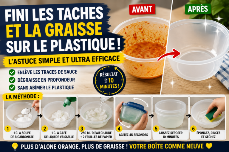 L’astuce simple pour enlever les traces de graisse et les taches de sauce sur les boîtes en plastique