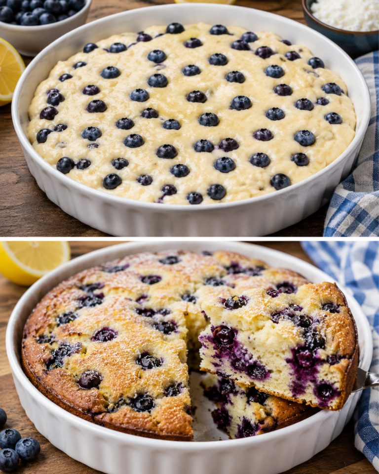 Lemon Blueberry Cottage Cheese Breakfast Cake