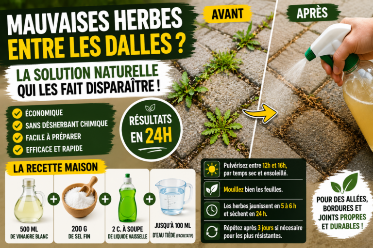 Mauvaises herbes entre les dalles : une méthode simple pour les faire sécher sans désherbant coûteux