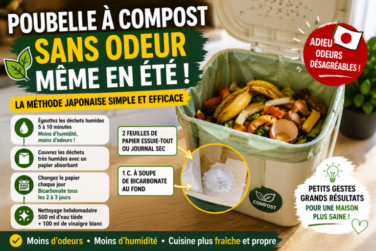 Cette astuce japonaise aide à limiter les mauvaises odeurs de la poubelle à compost pendant tout l’été
