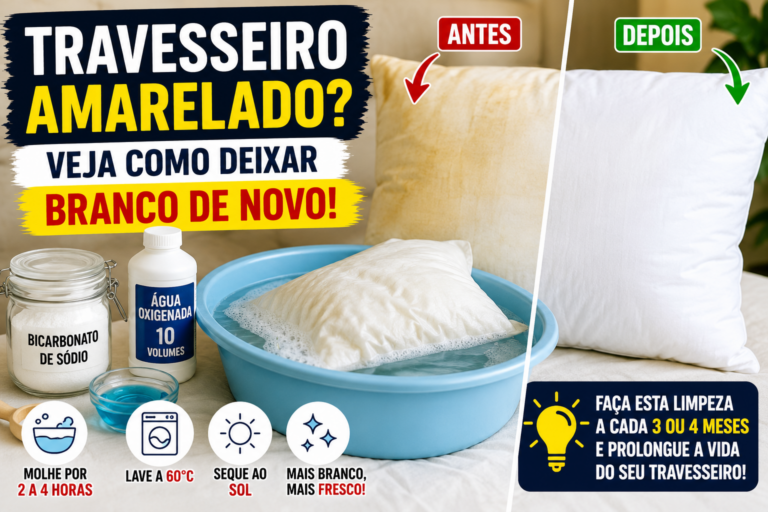 O Seu Travesseiro Tem Manchas Amareladas? Descubra Como Deixá-lo Muito Mais Branco com uma Limpeza Profunda