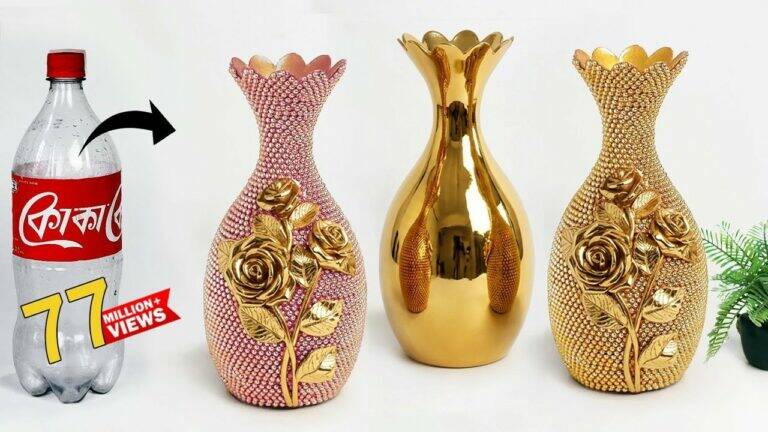 This simple method turns plastic bottles into stunning ceramic-like vases…