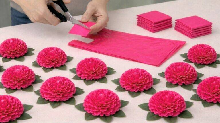 This simple trick transforms plastic bags into stunning flowers… you’ll be amazed!