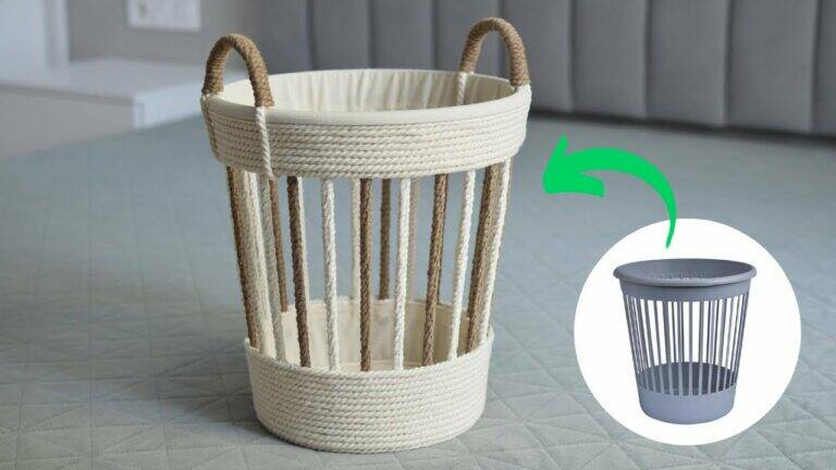 Transform an old plastic bucket into a stunning rope basket… you’ll be amazed!