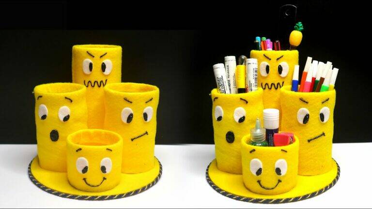 This simple upcycling idea transforms plastic bottles into delightful pencil holders…