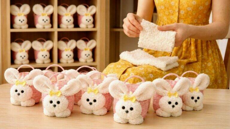 This simple idea transforms leftover fabric into adorable Easter bunnies…