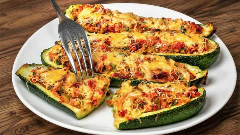 🥒 Stuffed Zucchini With Olives, Sun-Dried Tomatoes and Creamy Dijon Sauce