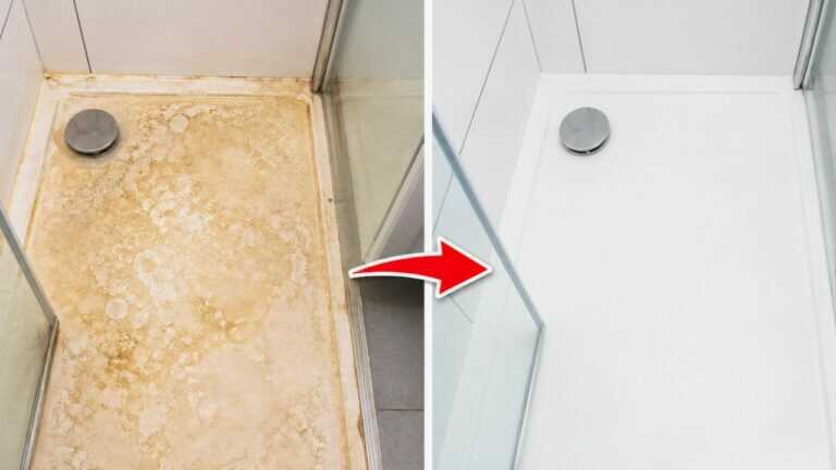 Recouvre le receveur de douche pendant un instant. Le calcaire s’évaporera tout seul