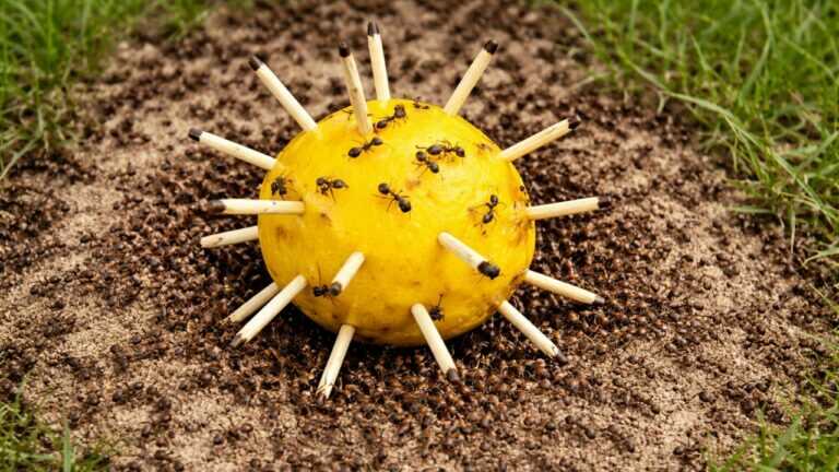 Enfonce des allumettes dans un citron. Les fourmis s’enfuiront du jardin en 1H