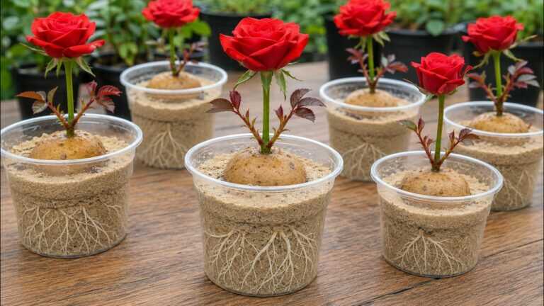 Juste des pommes de terre ! Les boutures de roses s’enracineront instantanément (900 %) et fleuriront toute l’année !