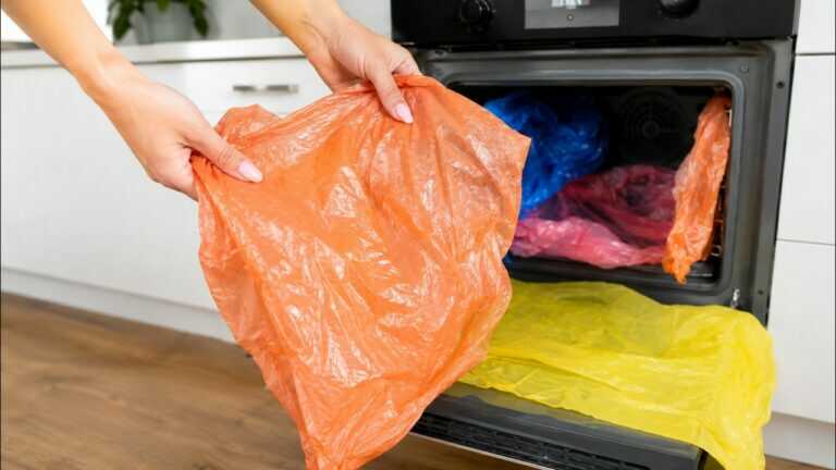 Mon four était couvert de graisse brûlée. Cette astuce avec un sac en plastique m’a fait gagner des heures de récurage.
