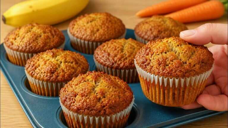 Zdrowe muffiny owsiane z bananem i marchewką! Znikają błyskawicznie — bez mąki
