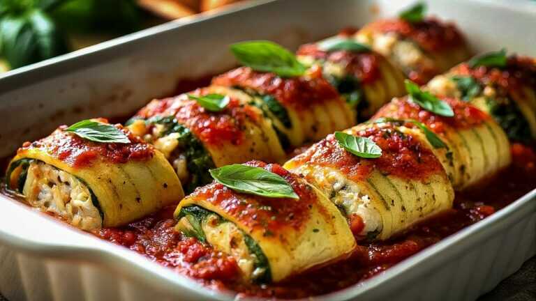 If you have zucchini, you have to try this recipe! Zucchini rolls stuffed in