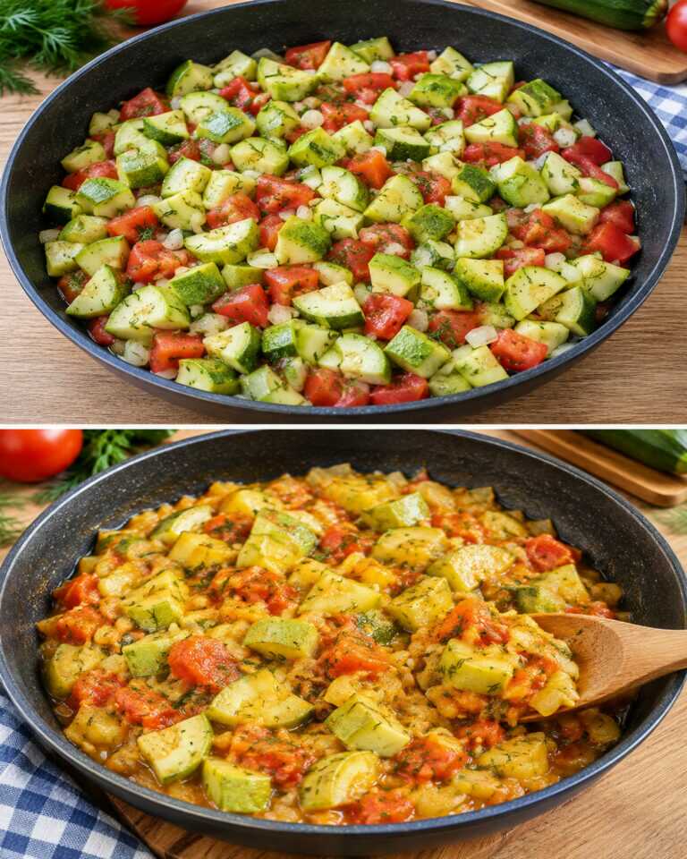 2 zucchinis, 2 tomatoes and dinner is ready! Recipe in 10 minutes! Quick zucchini recipe.