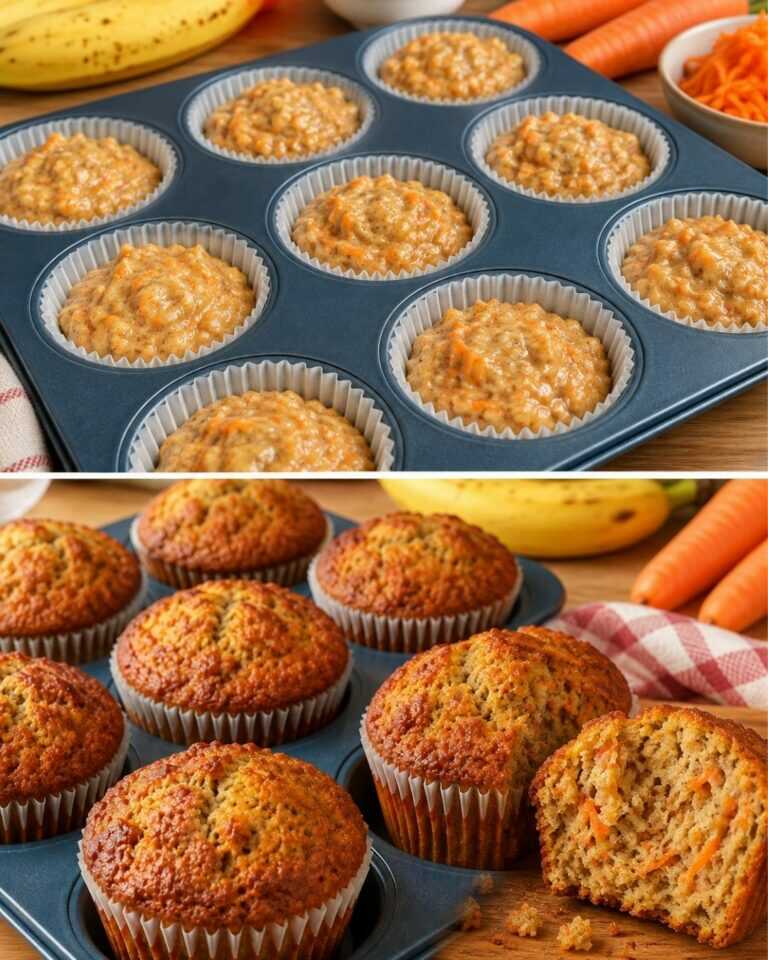 Healthy oat, banana and carrot muffins! Devoured in 1 minute! No flour!
