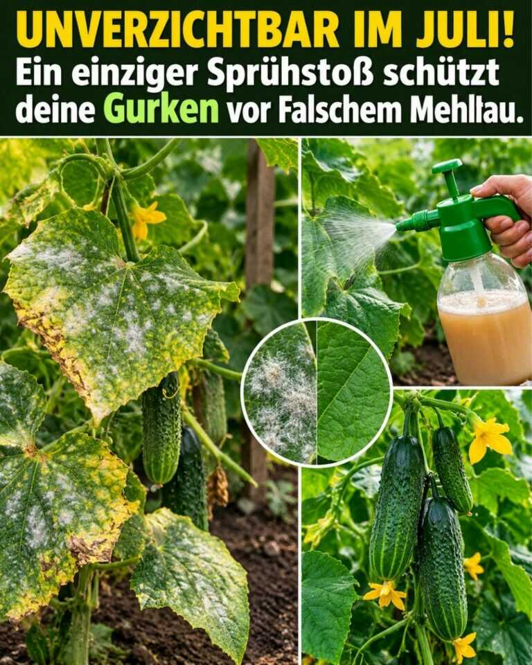 UNVERZICHTBAR IM JULI! Ein einziger Sprühstoß schützt deine Gurken vor Falschem Mehltau.