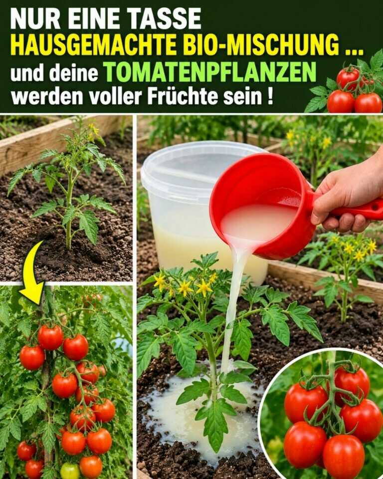 🍅Nur eine Tasse hausgemachte Bio-Mischung… und deine Tomatenpflanzen werden voller Früchte sein