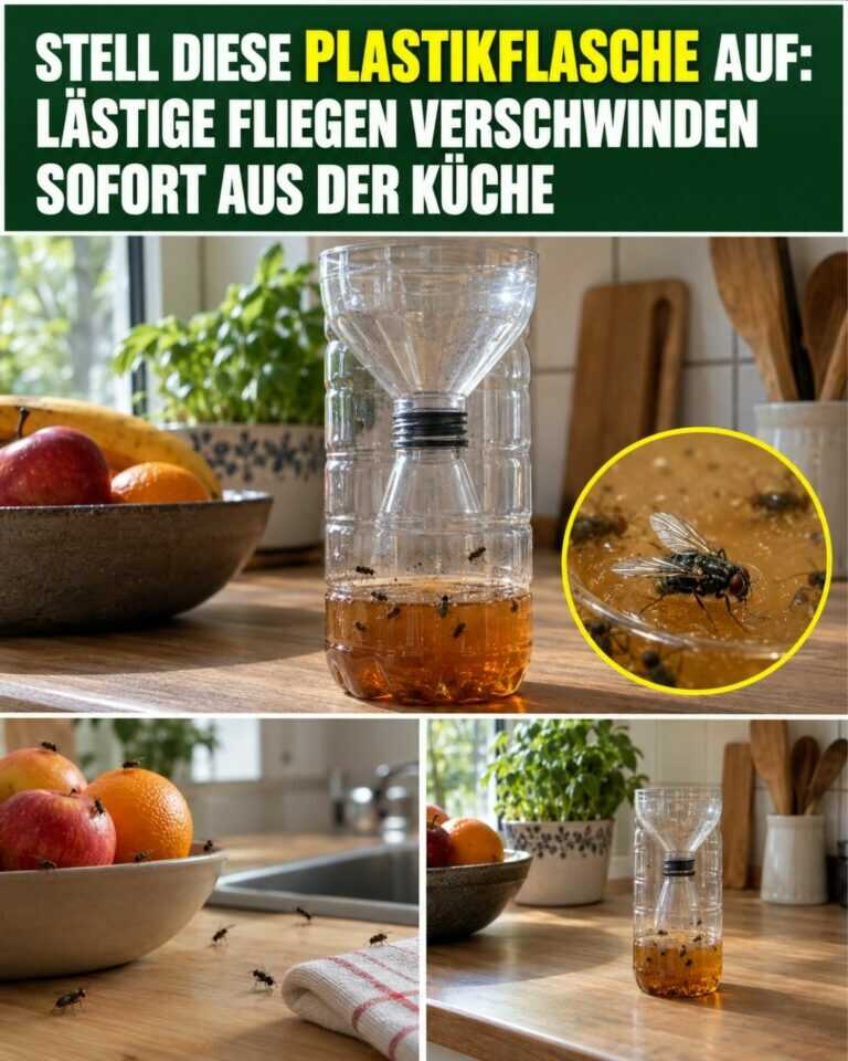 Stell diese Plastikflasche auf: Lästige Fliegen verschwinden sofort aus der Küche