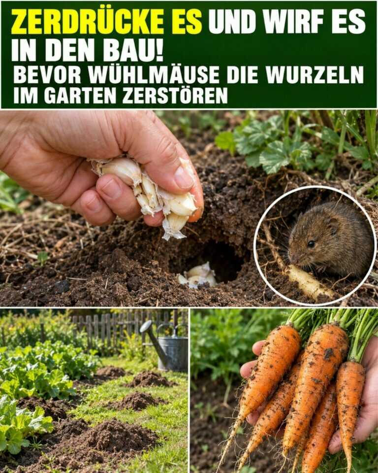 Zerdrücke es und wirf es in den Bau! Bevor Wühlmäuse die Wurzeln im Garten zerstören