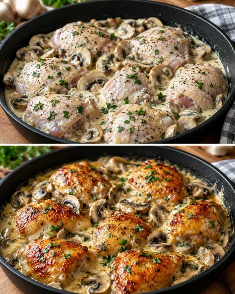 Je prépare ce poulet poêlé aux champignons chaque semaine ! Dîner rapide et délicieux !
