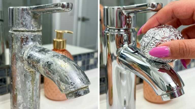 Rolle es zu einer Kugel und wische den Wasserhahn ab. Kalk fällt in 2 Minuten ab!