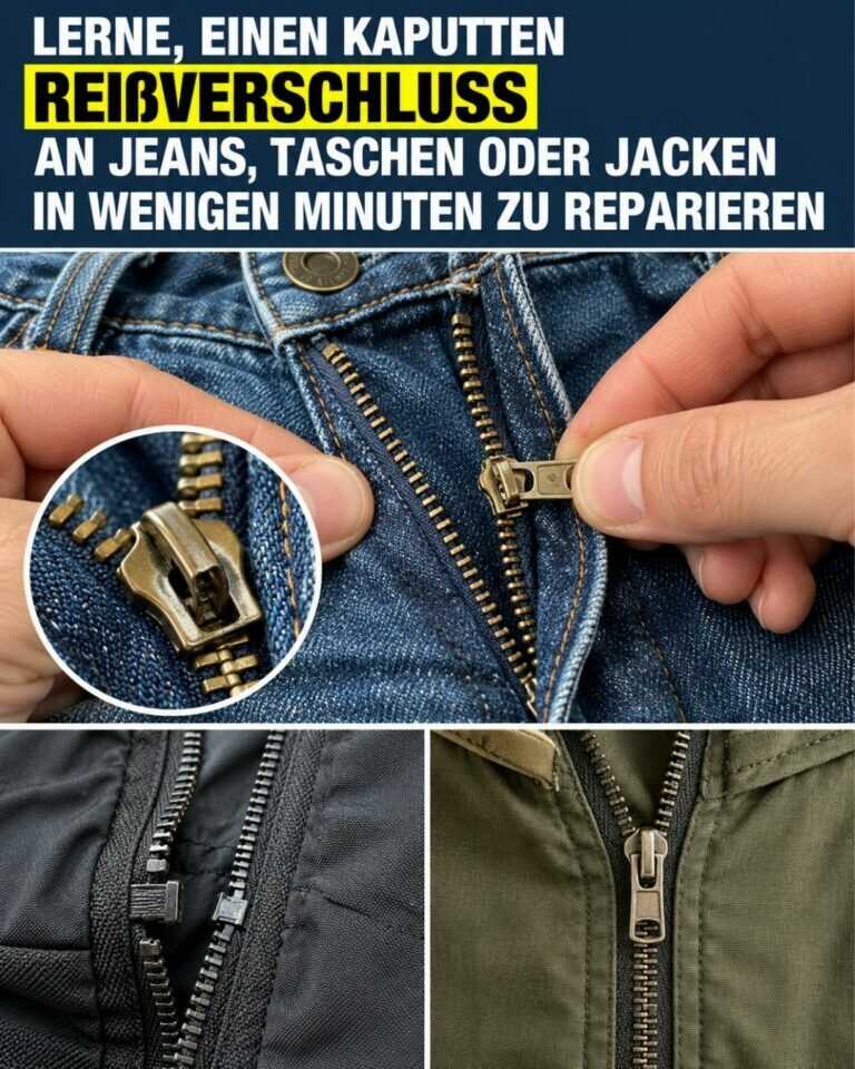 Lerne, einen kaputten Reißverschluss an Jeans, Taschen oder Jacken in wenigen Minuten zu reparieren
