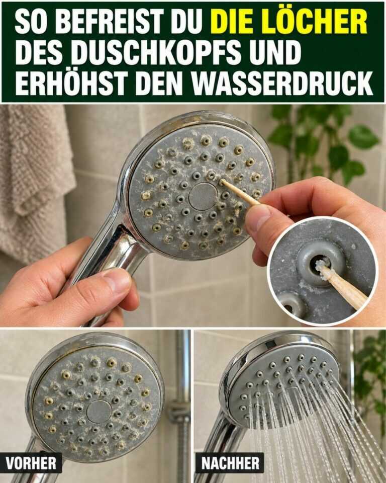 So befreist du die Löcher des Duschkopfs und erhöhst den Wasserdruck