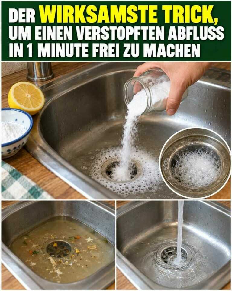 Dieser starke Trick kann einen verstopften Abfluss in nur 1 Minute wieder freimachen