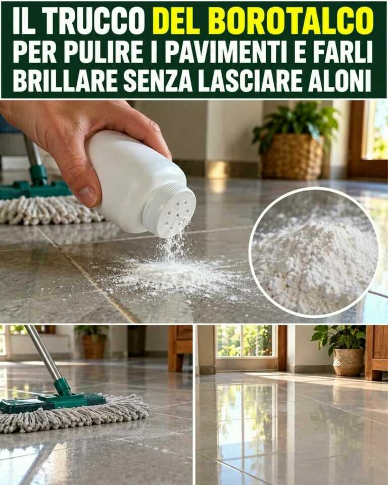 Il trucco del borotalco per pavimenti brillanti e senza aloni