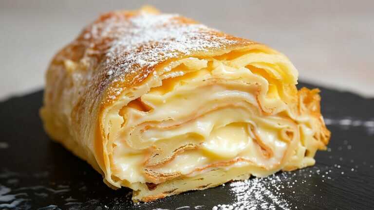Basta versare l’impasto nella padella! Il rotolo alla crema più facile e delizioso!