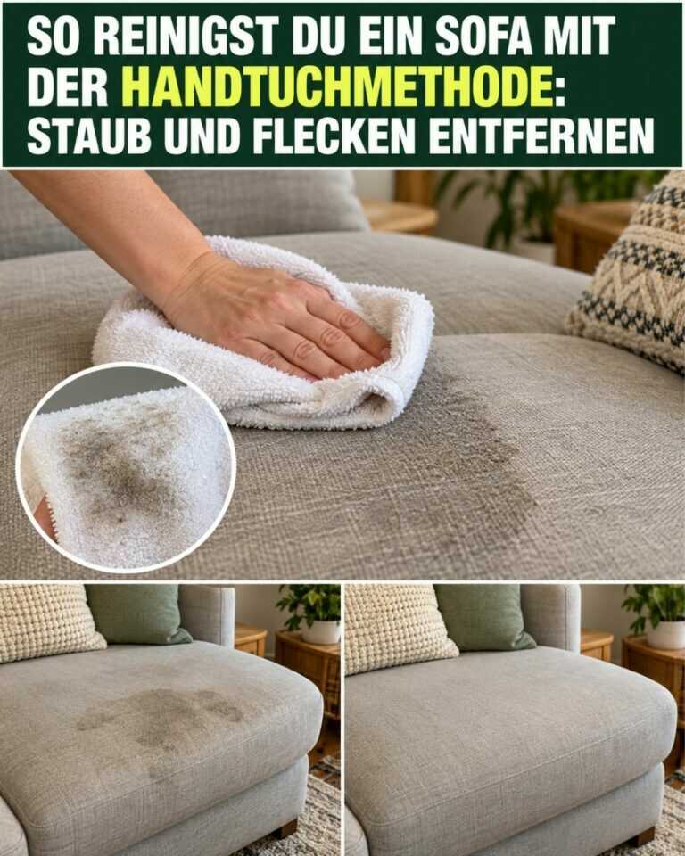 So reinigst du ein Sofa mit der Handtuchmethode: Staub und Flecken entfernen