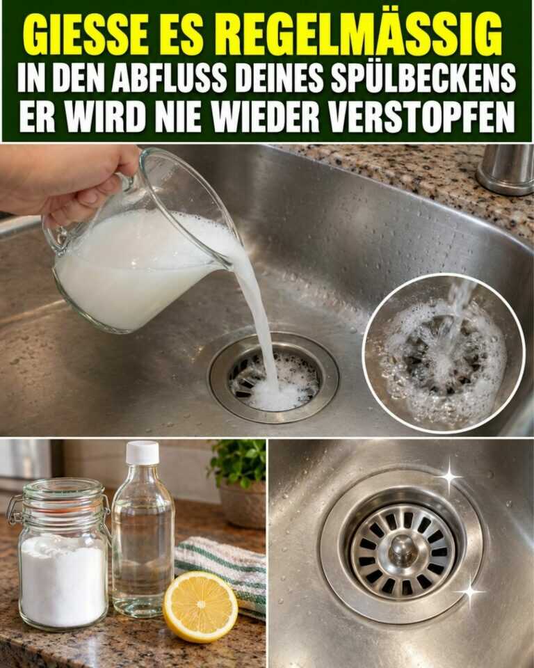 Gieße es regelmäßig in den Abfluss deines Spülbeckens 💥 Er wird nie wieder verstopfen
