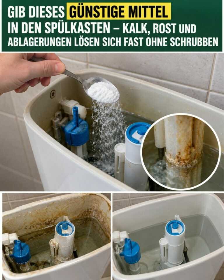 Gib dieses günstige Mittel in den Spülkasten — Kalk, Rost und Ablagerungen lösen sich fast ohne Schrubben