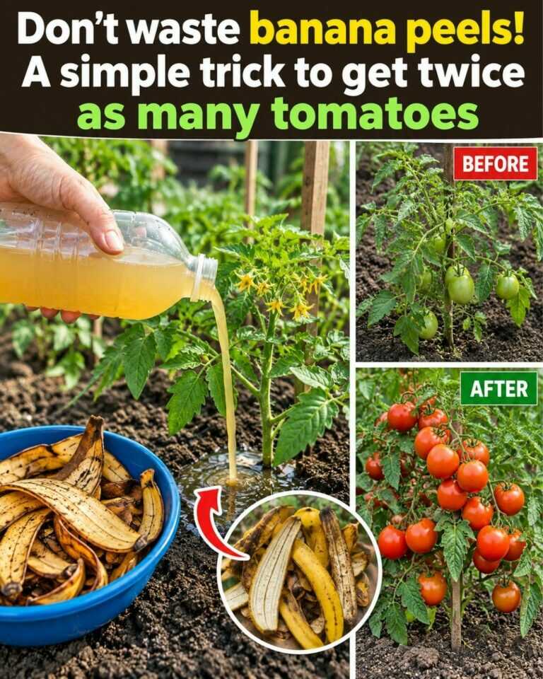 🍅 Don’t waste banana peels! A simple trick to get twice as many tomatoes