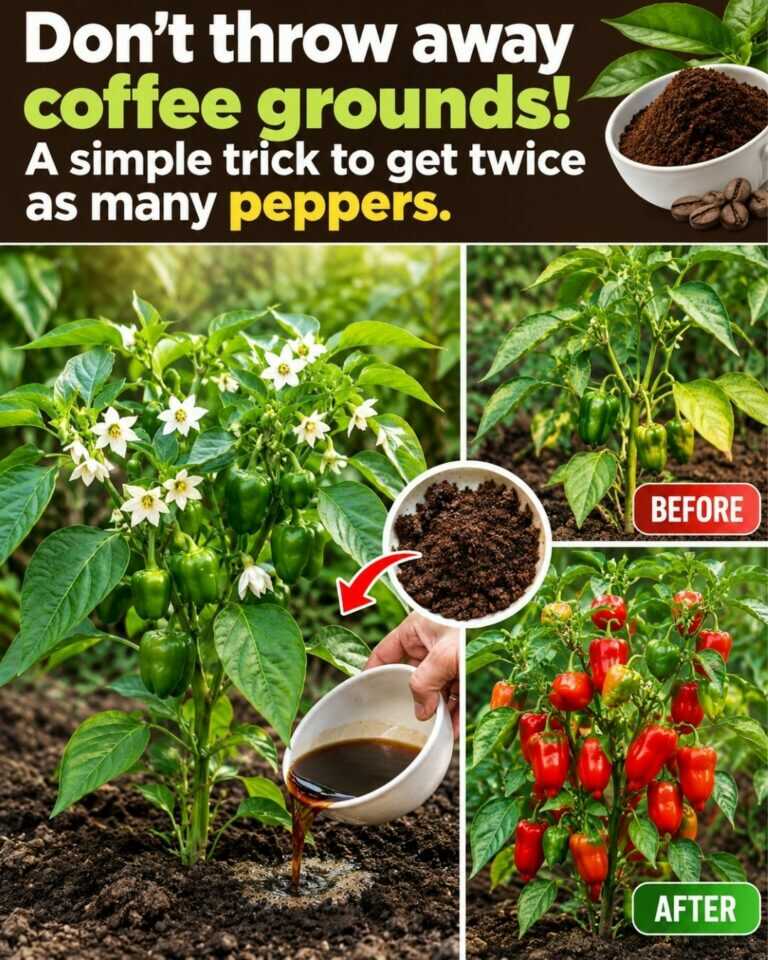 🌶️ Don’t throw away coffee grounds! A simple trick to get twice as many peppers.