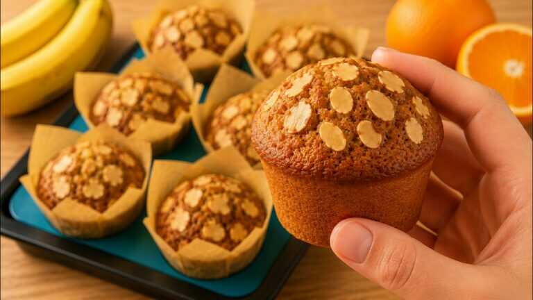 Zdrowe muffiny owsiane z bananem i cytryną — gotowe w chwilę, bez mąki