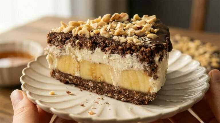 Gâteau sain banane-avoine sans cuisson — sans farine et sans four