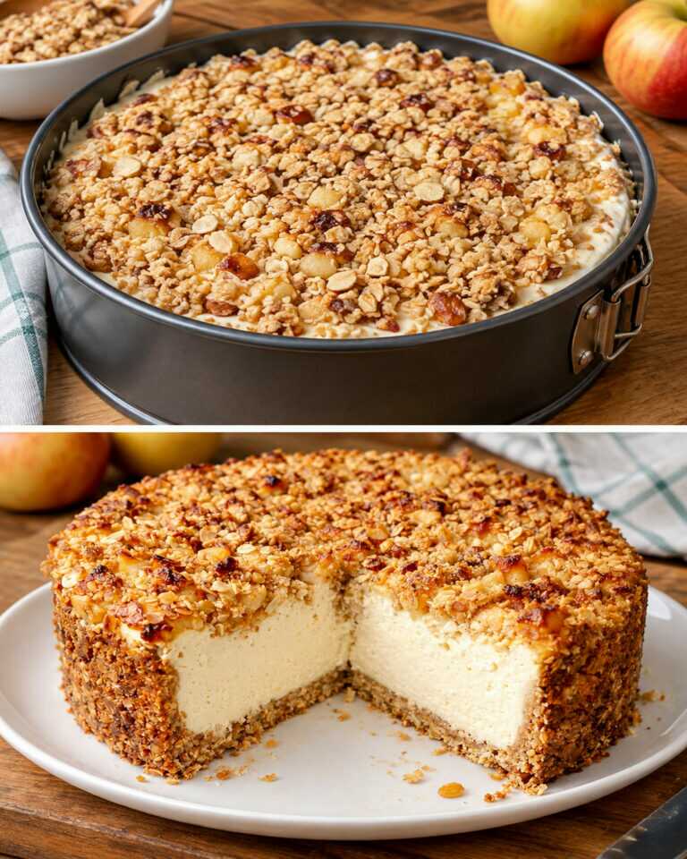 Gruau, fromage cottage et pommes ! EN 5 minutes ! Tarte saine sans farine ni sucre !