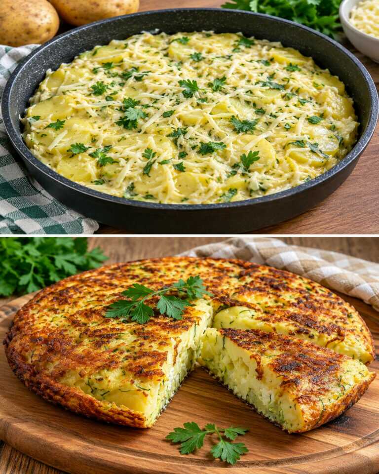 Tout le monde adore ce plat simple ! Il suffit de râper des pommes de terre et des courgettes !