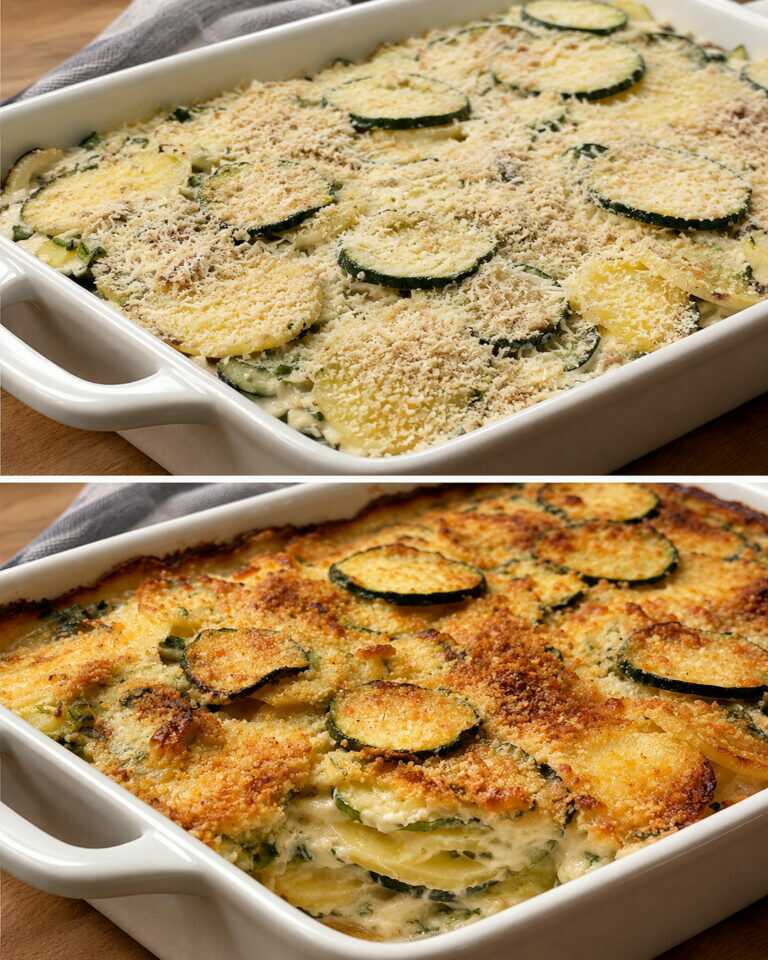 Patate e zucchine tagliate a fette, tutto qui! Una ricetta economica dal gusto squisito!