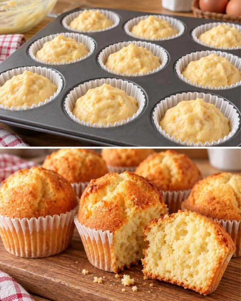 Muffin grandi e deliziosi! Mescola tutto e metti in forno! Ricetta facile per il tè. Cu