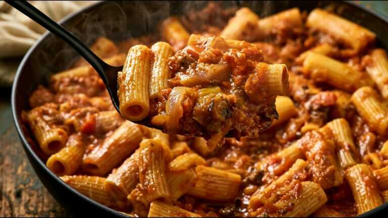 Letnie bolognese z tylko jednym bakłażanem! Niesamowite! Najlepszy wegetariański makaron!